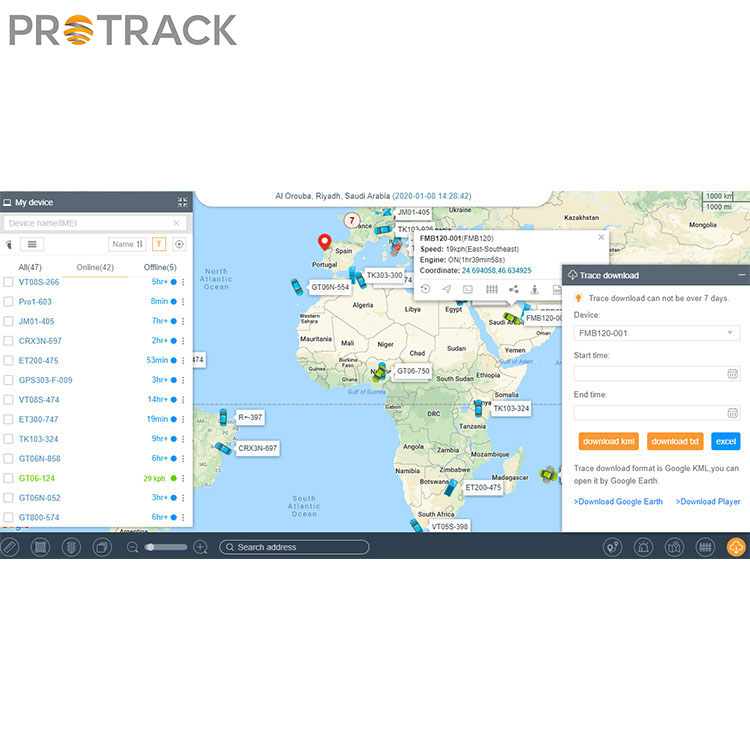 La plate-forme logicielle de suivi prend en charge plus de 10000 appareils